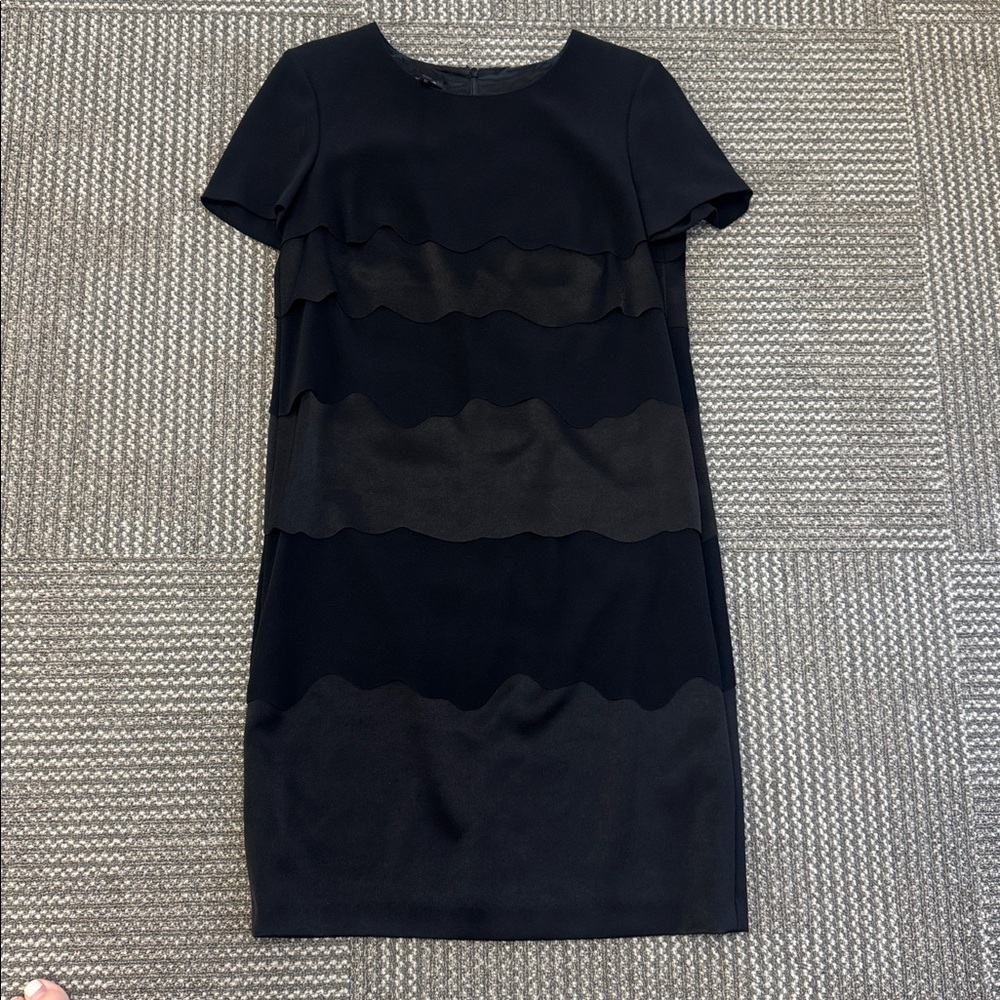 Escada Black Satin Tiered Mini Cocktail Dress, size 36/S